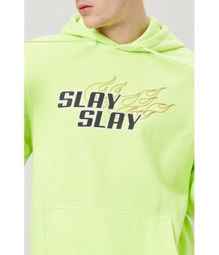 Imbracaminte barbati forever21 slay slay graphic hoodie limeblack