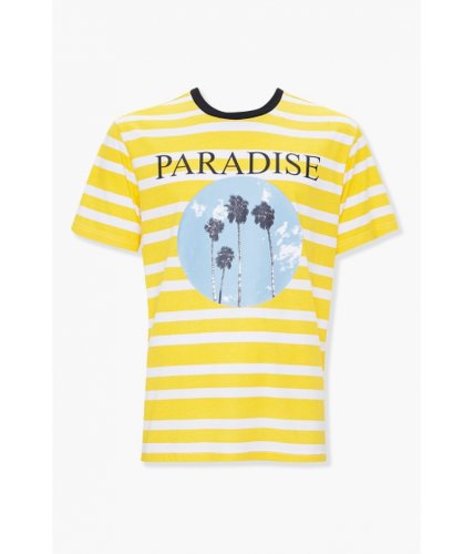 Imbracaminte barbati forever21 striped paradise graphic tee yellowwhite