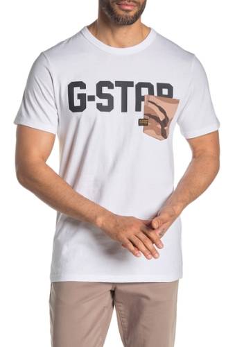Imbracaminte barbati g-star raw logo camo patch pocket t-shirt white