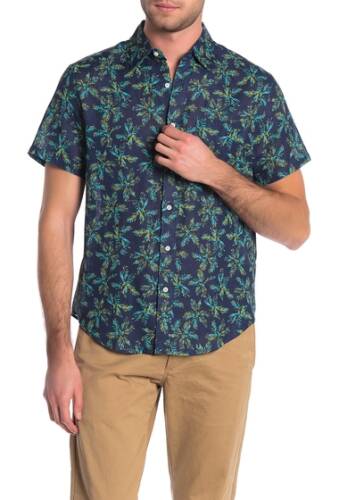 J. Crew Imbracaminte barbati j crew short sleeve tropical classic fit shirt al tropical palm blue green
