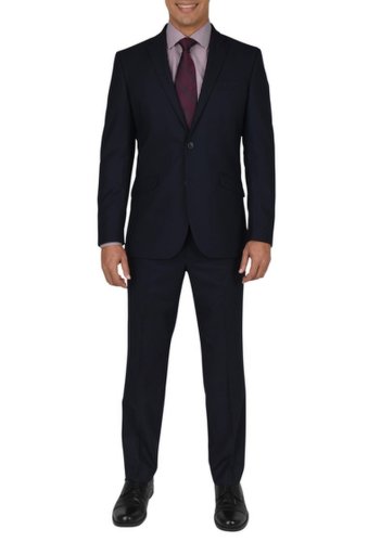 Imbracaminte barbati kenneth cole reaction navy shadow check two button notch lapel slim fit suit navy shadow check bt