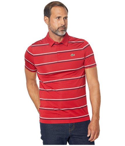 Imbracaminte barbati lacoste short sleeve performance striped golf polo tokyo rednavy bluewhite
