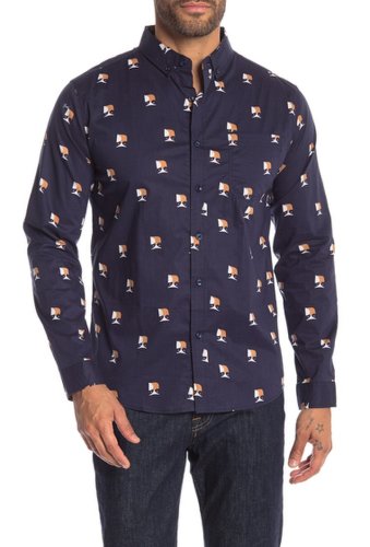 Imbracaminte barbati loft 604 owl print regular fit shirt navy