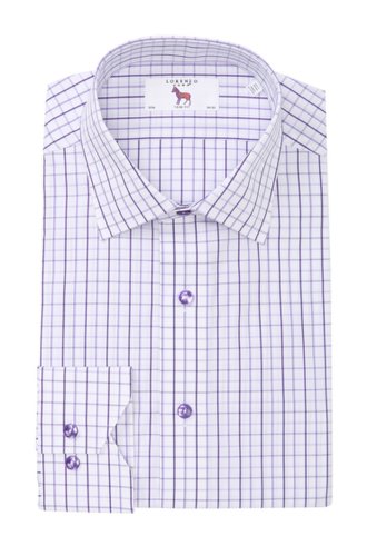 Imbracaminte barbati lorenzo uomo trim fit purple windowpane dress shirt purple