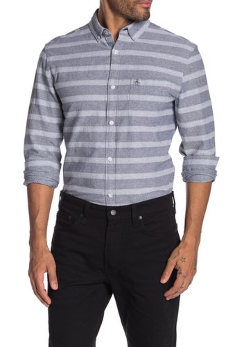 Imbracaminte barbati original penguin stripe print slim fit shirt vintage indigo