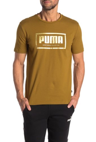 Imbracaminte barbati puma front logo short sleeve t-shirt green
