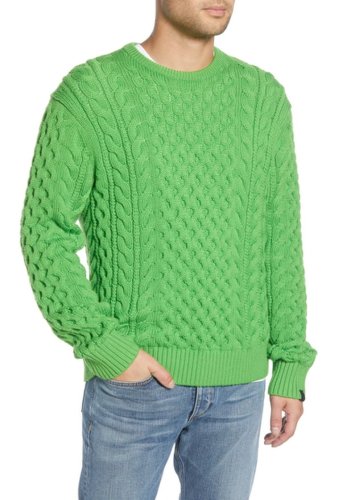 Imbracaminte barbati rag bone aran cable knit sweater lime