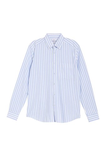 Imbracaminte barbati reiss rosen slub knit stripe print shirt blue