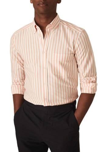 Imbracaminte barbati reiss rosen slub stripe print shirt orange
