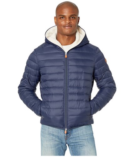 Imbracaminte barbati save the duck giga 9 hoodie puffer jacket with sherpa lining navy blue
