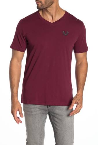 Imbracaminte barbati true religion v-neck horseshoe logo t-shirt burgundy