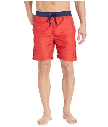 Imbracaminte barbati us polo assn heather contrast waistband swim shorts red heather