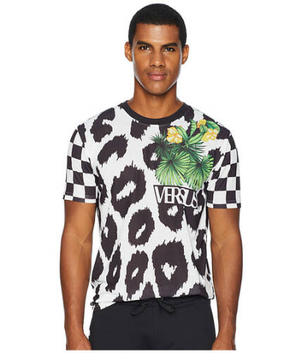 Imbracaminte barbati versace checkerboard leopard t-shirt blackwhite