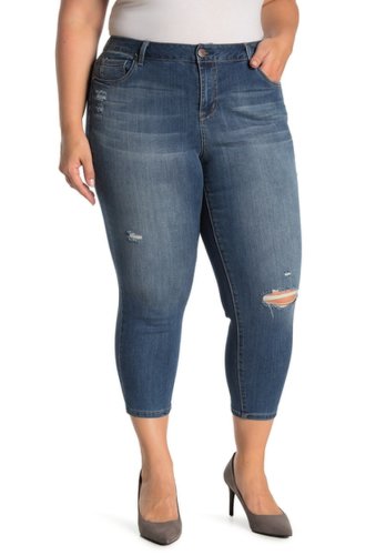 Imbracaminte femei 1822 denim high waisted ripped knee cropped skinny jeans plus size alice