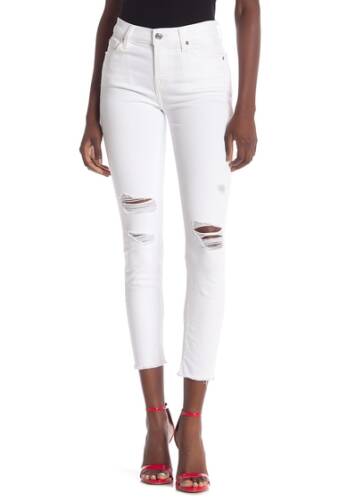 Imbracaminte femei 7 for all mankind gwenevere destroyed ankle skinny jeans white twill