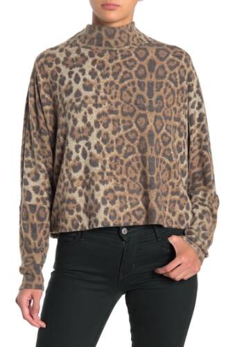 Imbracaminte femei abound mock neck dolman sleeve print t-shirt tan taupe leopard