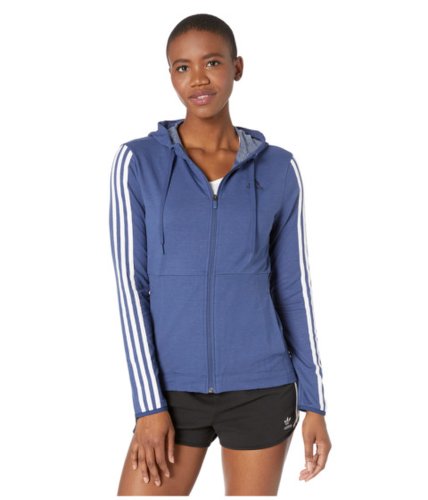 Imbracaminte femei adidas 3 stripe training full zip hoodie sweatshirt tech indigo