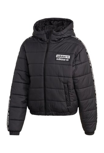 Imbracaminte femei adidas logo hooded puffer jacket black