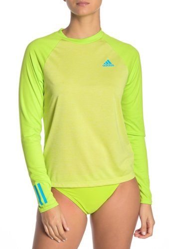 Imbracaminte femei adidas swimwear colorblock long sleeve rashguard neon lime