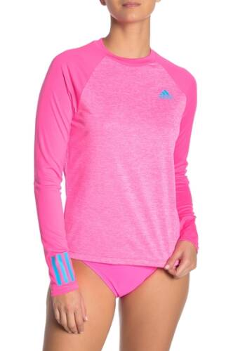Imbracaminte femei adidas swimwear colorblock long sleeve rashguard neon pink