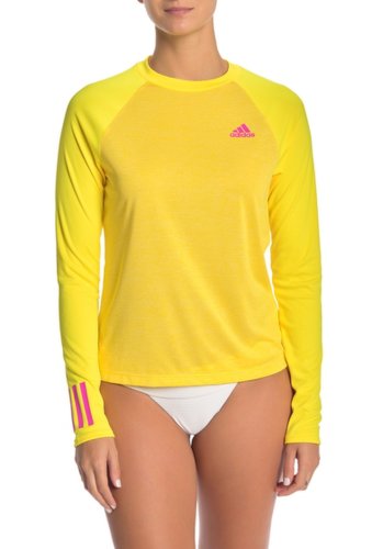 Imbracaminte femei adidas swimwear colorblock long sleeve rashguard neon yello
