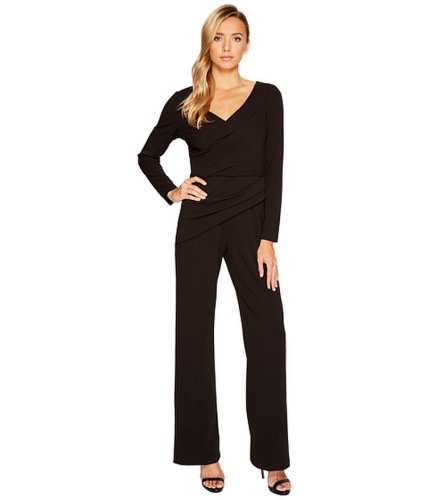 Imbracaminte femei adrianna papell long sleeve crepe knit v-neck jumpsuit black