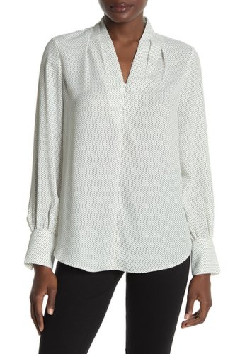 Imbracaminte femei adrianna papell printed crepe long sleeve button down top ivory dainty dot