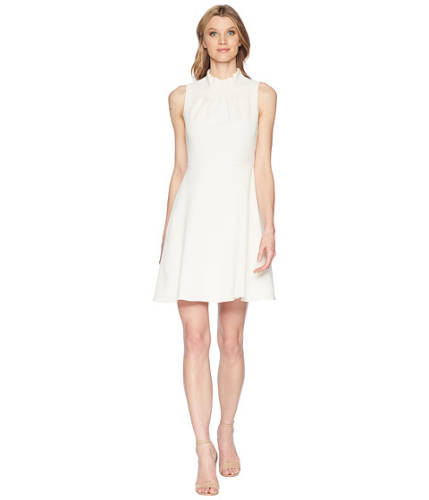 Imbracaminte femei adrianna papell ruffle neckline fit and flare dress ivory