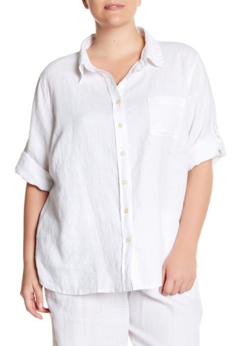 Imbracaminte femei allen allen 34 sleeve linen shirt plus size white