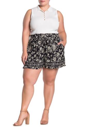 Imbracaminte femei angie high rise floral paisley print shorts plus size black-crea