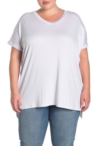 Imbracaminte femei angie v-neck tunic t-shirt plus size white