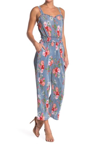 Imbracaminte femei basil lola floral plisse sleeveless jumpsuit chambray