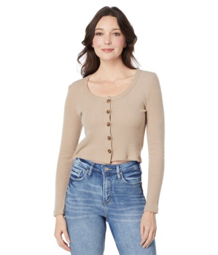 Imbracaminte femei bcbg girls knit button front top flaxseed
