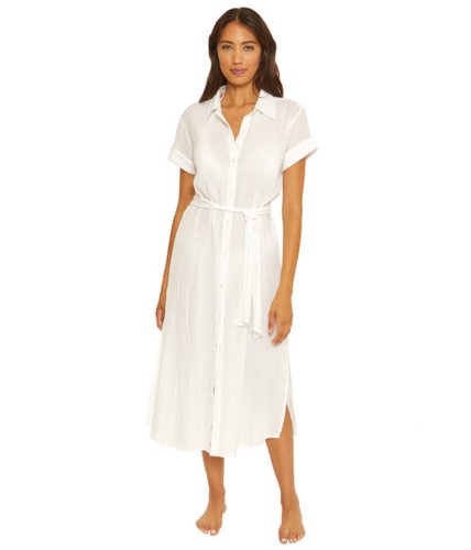 Imbracaminte femei becca by rebecca virtue gauzy button-down shirtdress cover-up white