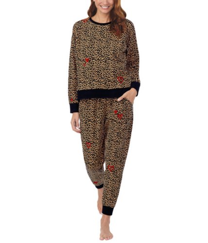 Imbracaminte femei bedhead pajamas long sleeve crew embroidered top wild savannah