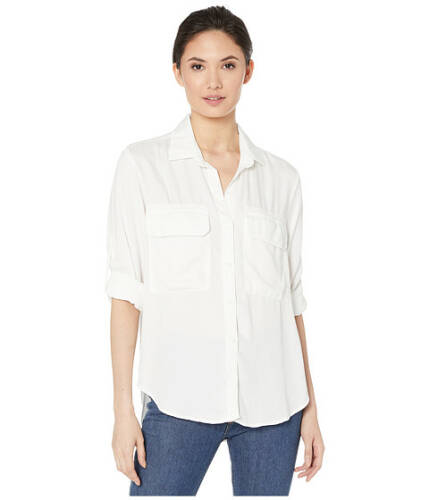 Imbracaminte femei bella dahl patch pocket utility shirt in satin tencera white