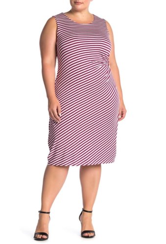 Imbracaminte femei bobeau estelle stripe print side draped dress plus size mulberrywhite strip