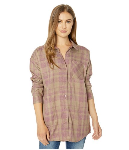 Imbracaminte femei burton teyla flannel long sleeve t-shirt rose brown marcy plaid