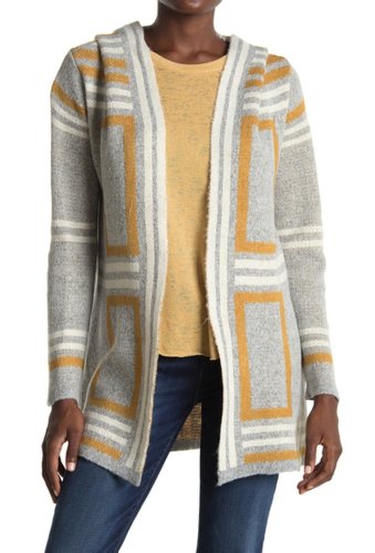 Imbracaminte femei by design apollo hooded pattern cardigan square grey combo