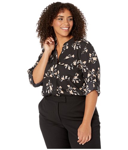 Imbracaminte femei calvin klein plus plus size printed roll sleeve blouse blackmulti