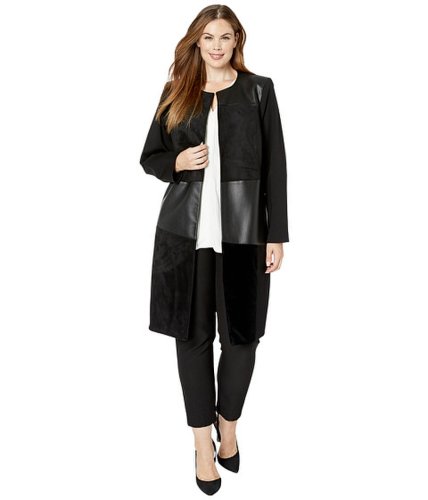 Imbracaminte femei calvin klein plus plus size topper jacket with pusuedevelvet black