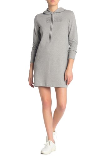 Imbracaminte femei calvin klein rhinestone logo hoodie sweater dress heathr tin