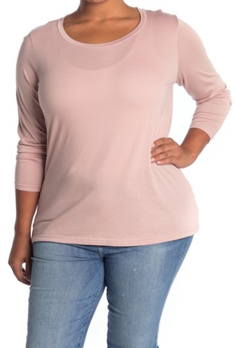 Imbracaminte femei caslon long sleeve pima cotton layering t-shirt plus size pink adobe