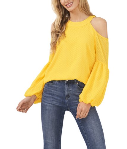 Imbracaminte femei cece cold-shoulder clip blouse saffron yellow