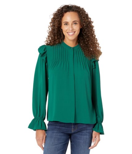 Imbracaminte femei cece long sleeve pin tuck blouse w embroidery alpine green
