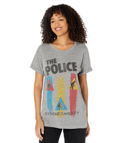 Imbracaminte femei chaser the police tri-blend jersey cuff sleeve tee streaky grey