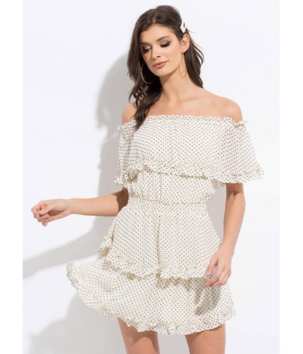 Imbracaminte femei cheapchic pretty in polka dot ruffled tiered dress white
