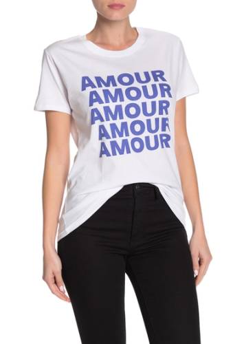 Imbracaminte femei cotton on front text short sleeve t-shirt amour amourwhite