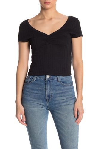 Imbracaminte femei cotton on pierce pointelle ruche shirt black