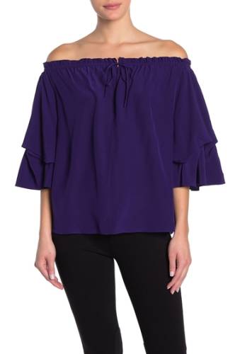 Imbracaminte femei diane von furstenberg georganne off-the-shoulder silk top deep purple